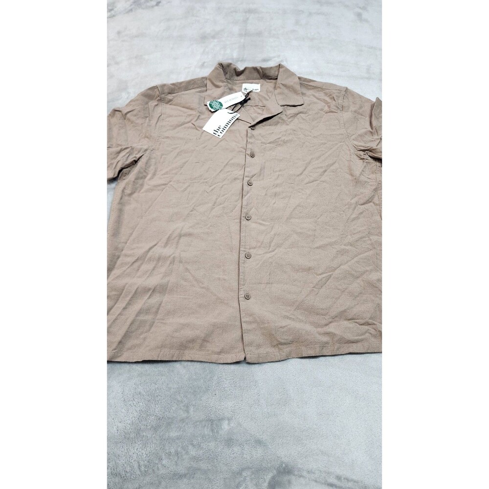 The Commons Men's XL Brown Linen Rayon Blend Camp‎ Collar Shirt NWT